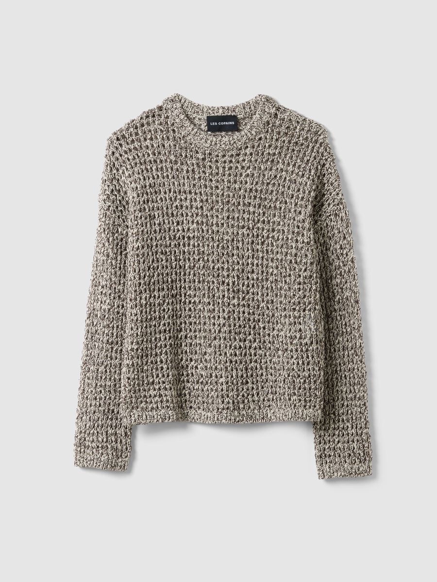 Pullover in misto cotone multicolor regular fit con design a maglia_0