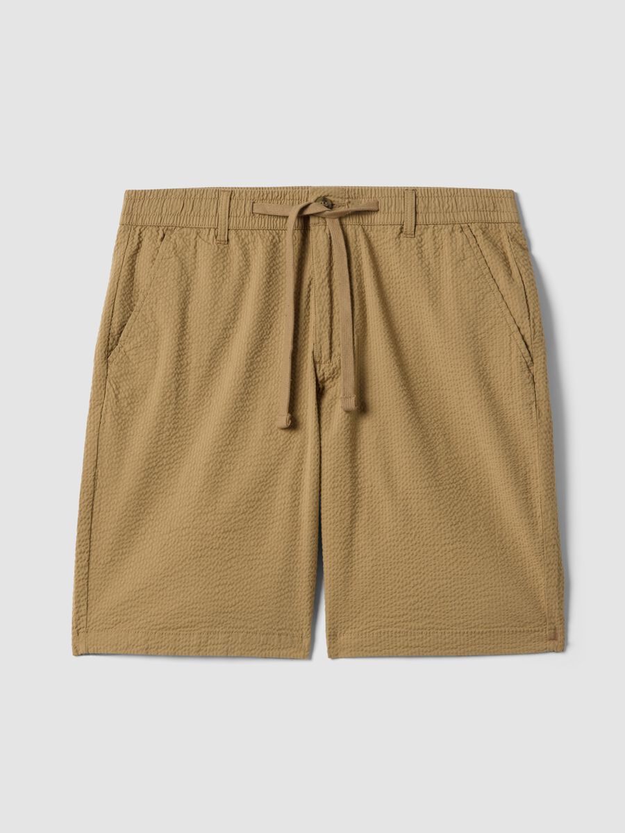Beige stretch cotton chino shorts, regular fit_4