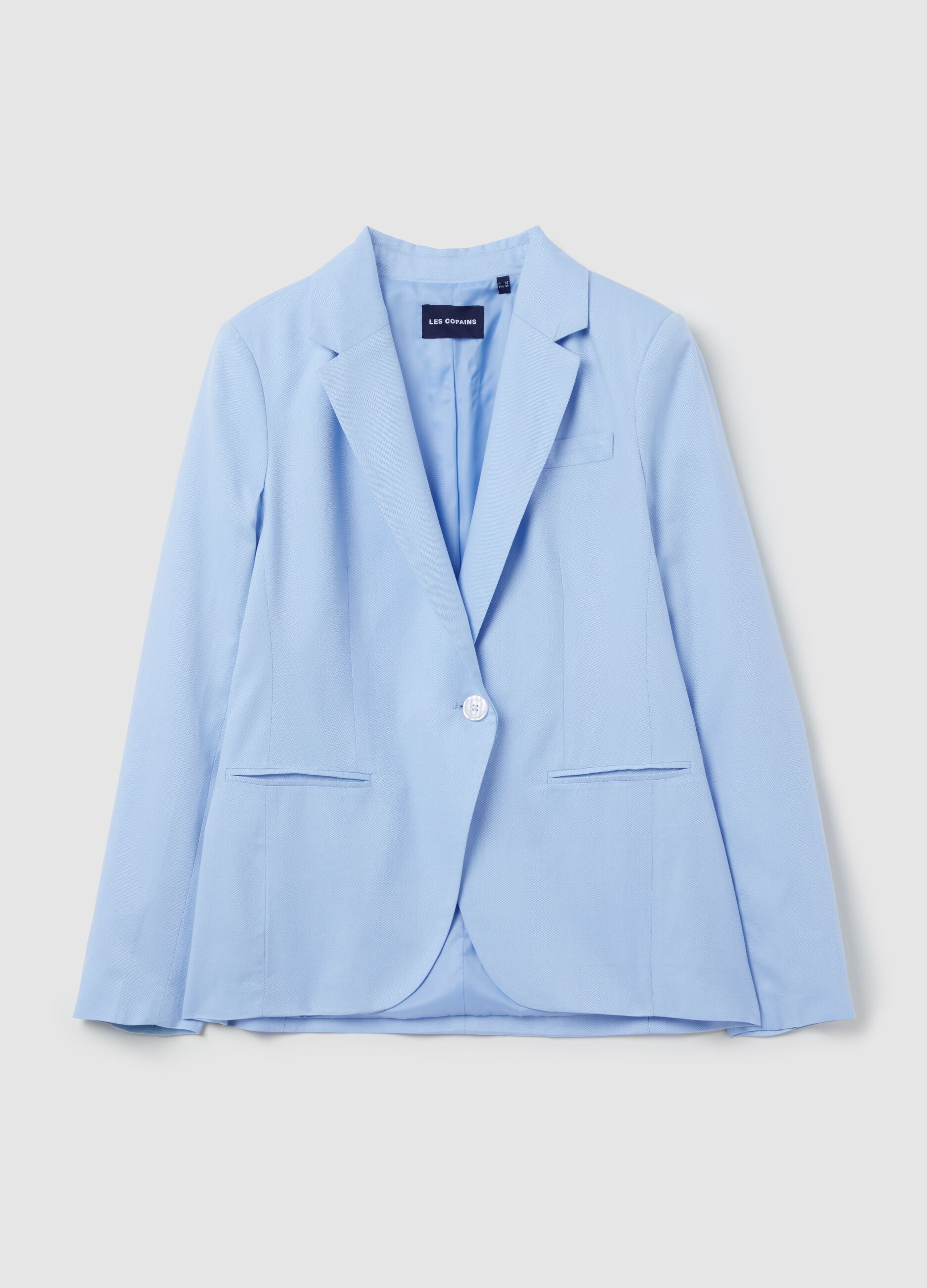 Regular-fit blazer in cotton and Lyocell