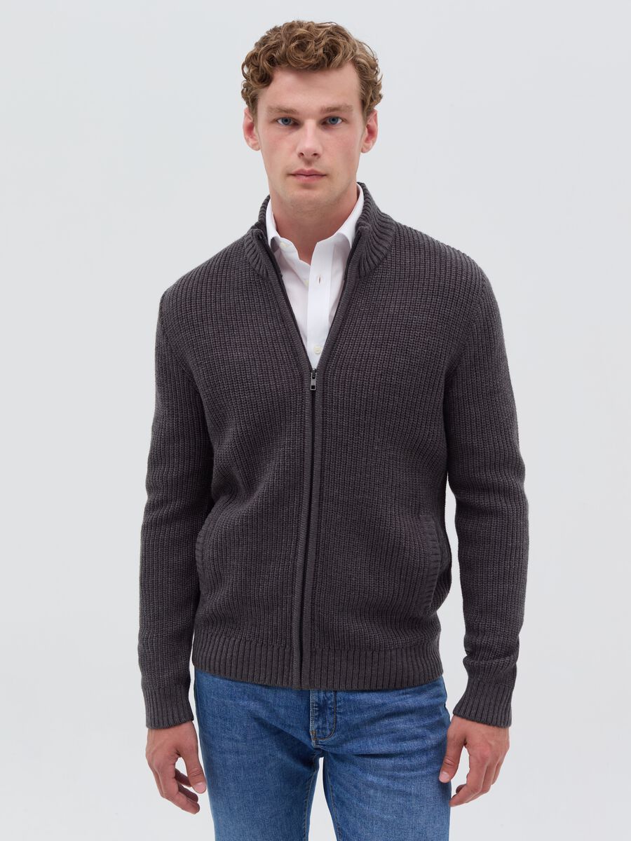 Full-zip cardigan with high neck_0