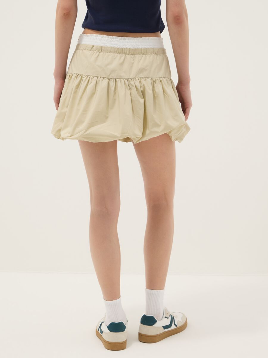 Gonna in puro cotone beige regular fit con design arricciato_2