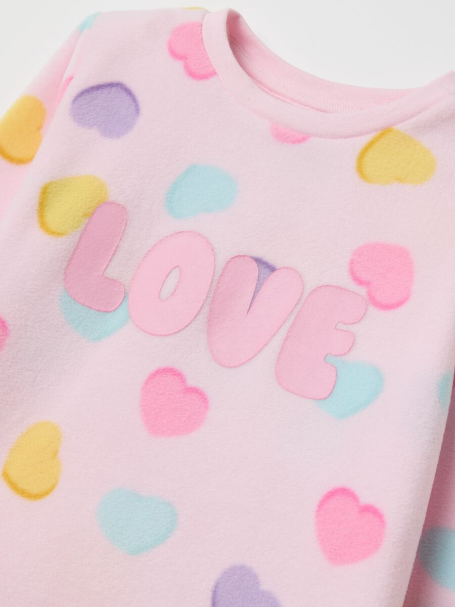 Velour pyjamas with multicoloured hearts print_2