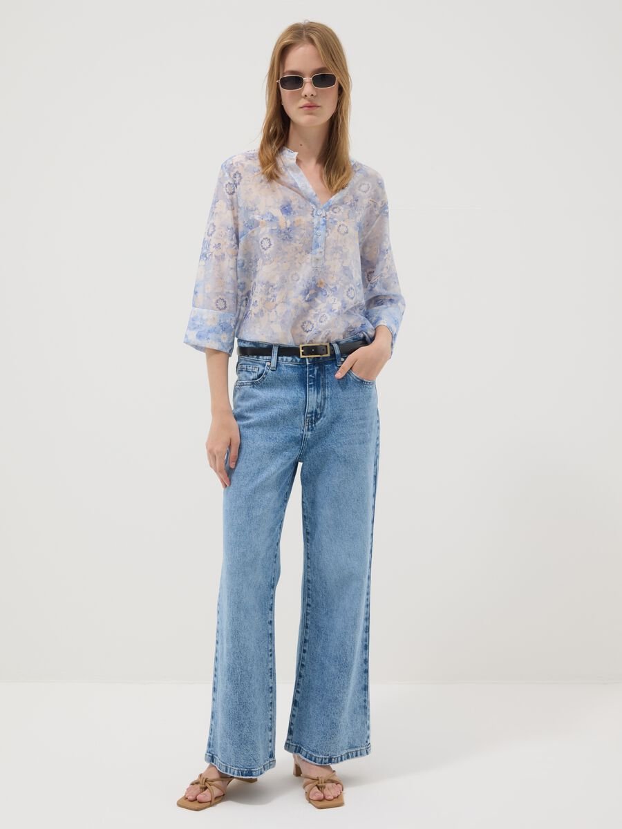 Blue floral lyocell-blend blouse_2
