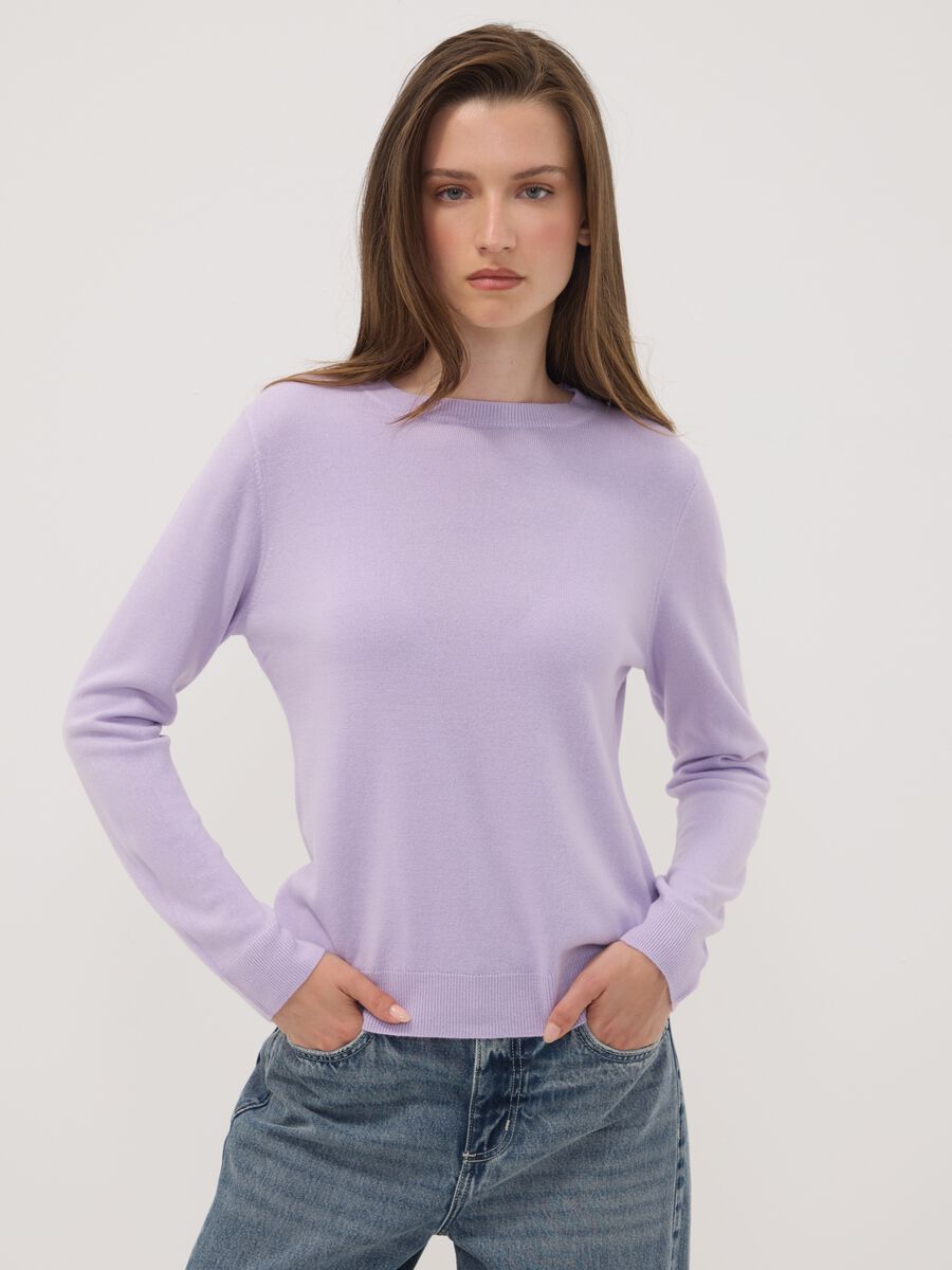 Purple regular-fit crew-neck long-sleeve top_0