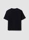 Oversized black pure organic cotton T-shirt with honeycomb texture for boys_1
