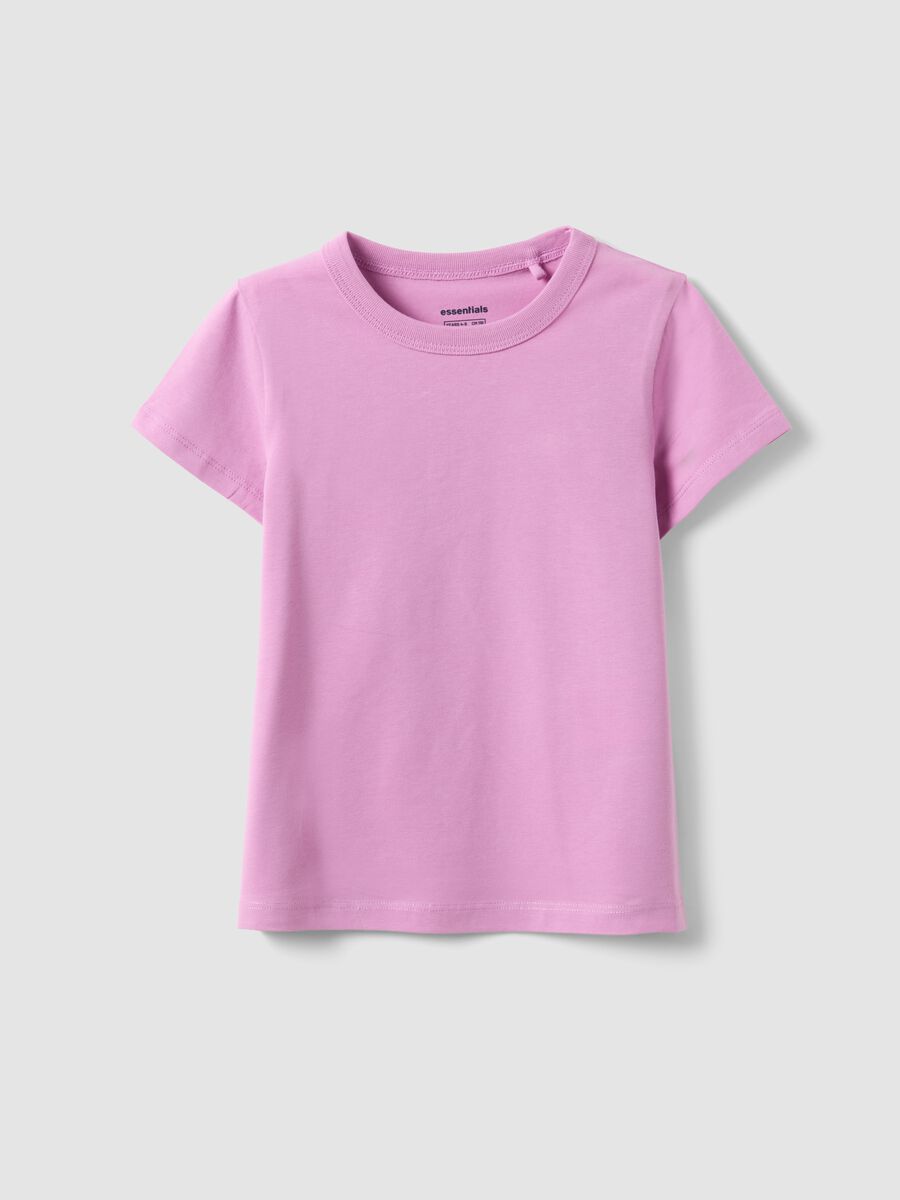 T-shirt in cotone elasticizzato rosa da bambina regular fit_0