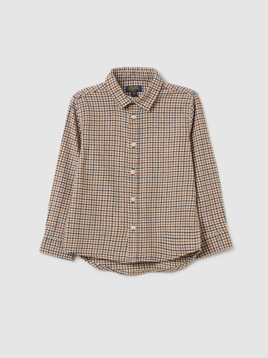 Camicia a quadri multicolor da bambino in puro cotone e flanella_0