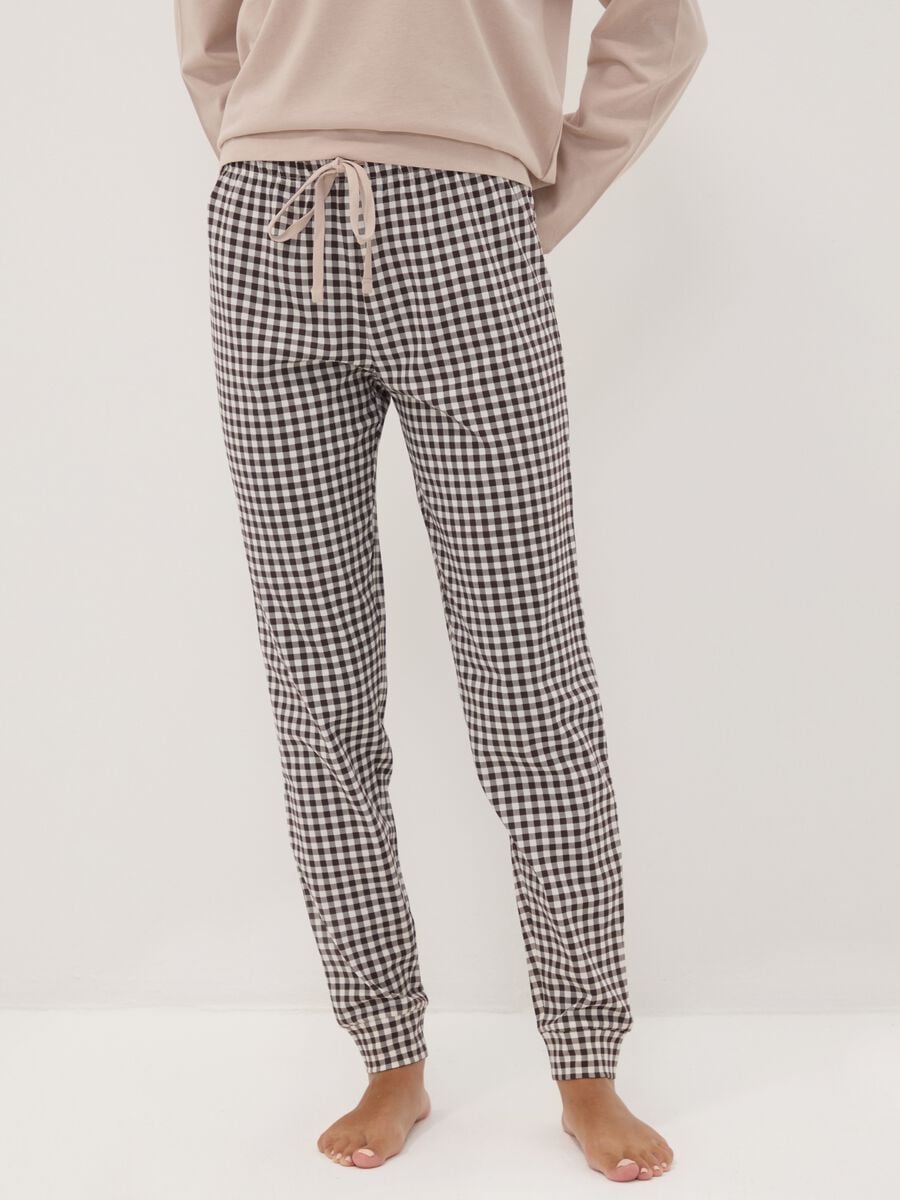 Taupe grey organic cotton pyjamas with print_2