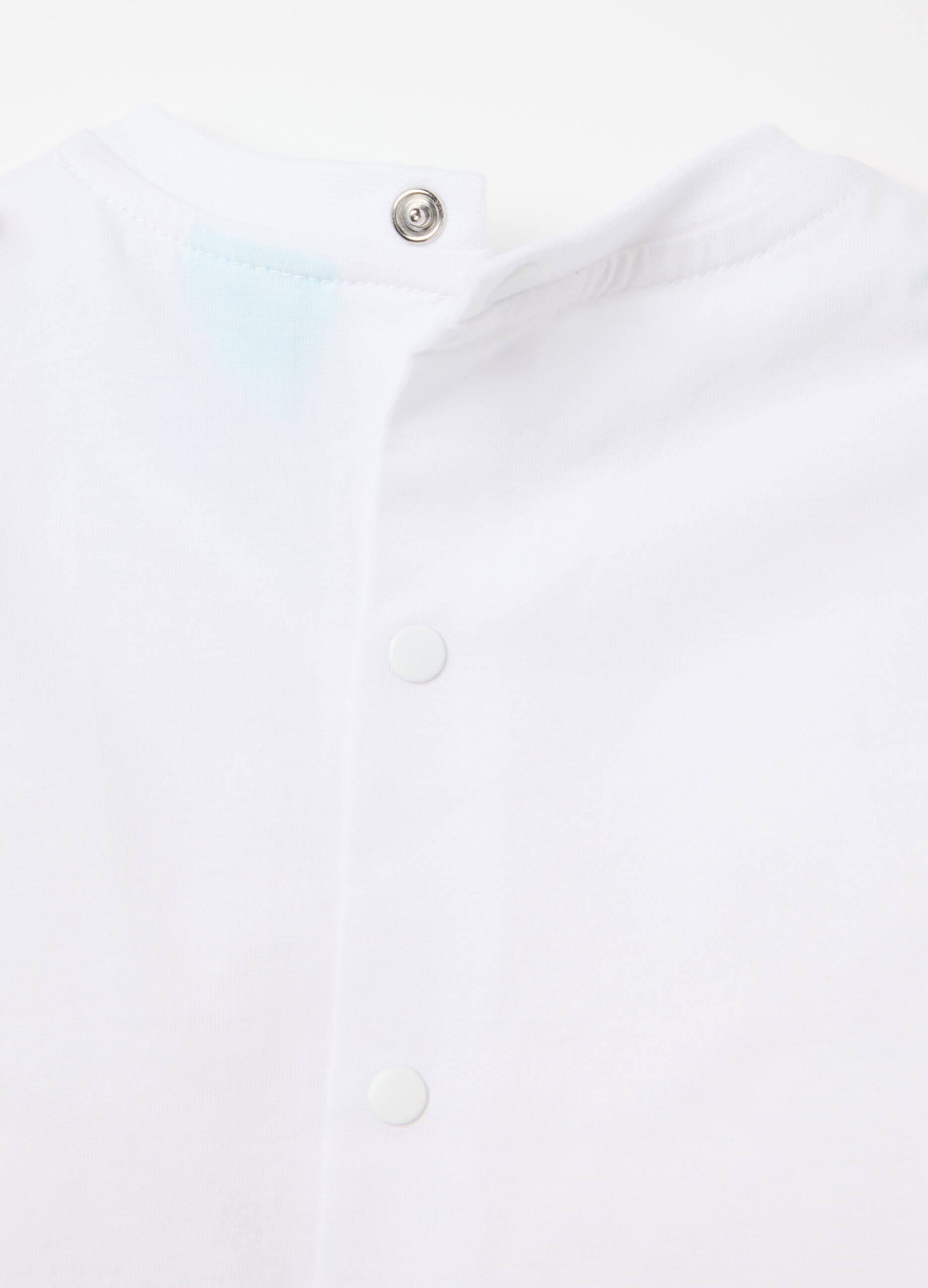 Unisex newborn outfit in 100% white cotton with elasticated waist