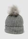 Grey hat with pompom in jersey knit_2