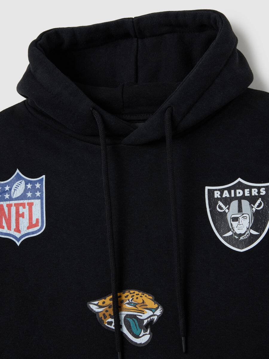 Black cotton blend sweatshirt with NFL logos_5