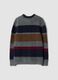 Grey striped stretch wool crew-neck jumper, regular fit_2