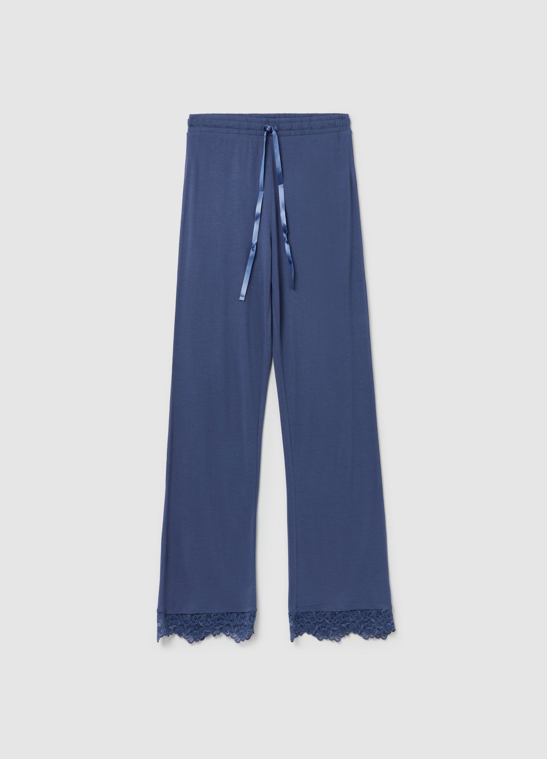 Pyjama trousers with lace insert