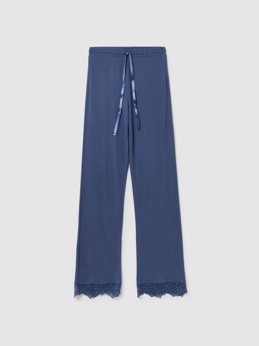 Pyjama trousers with lace insert_4