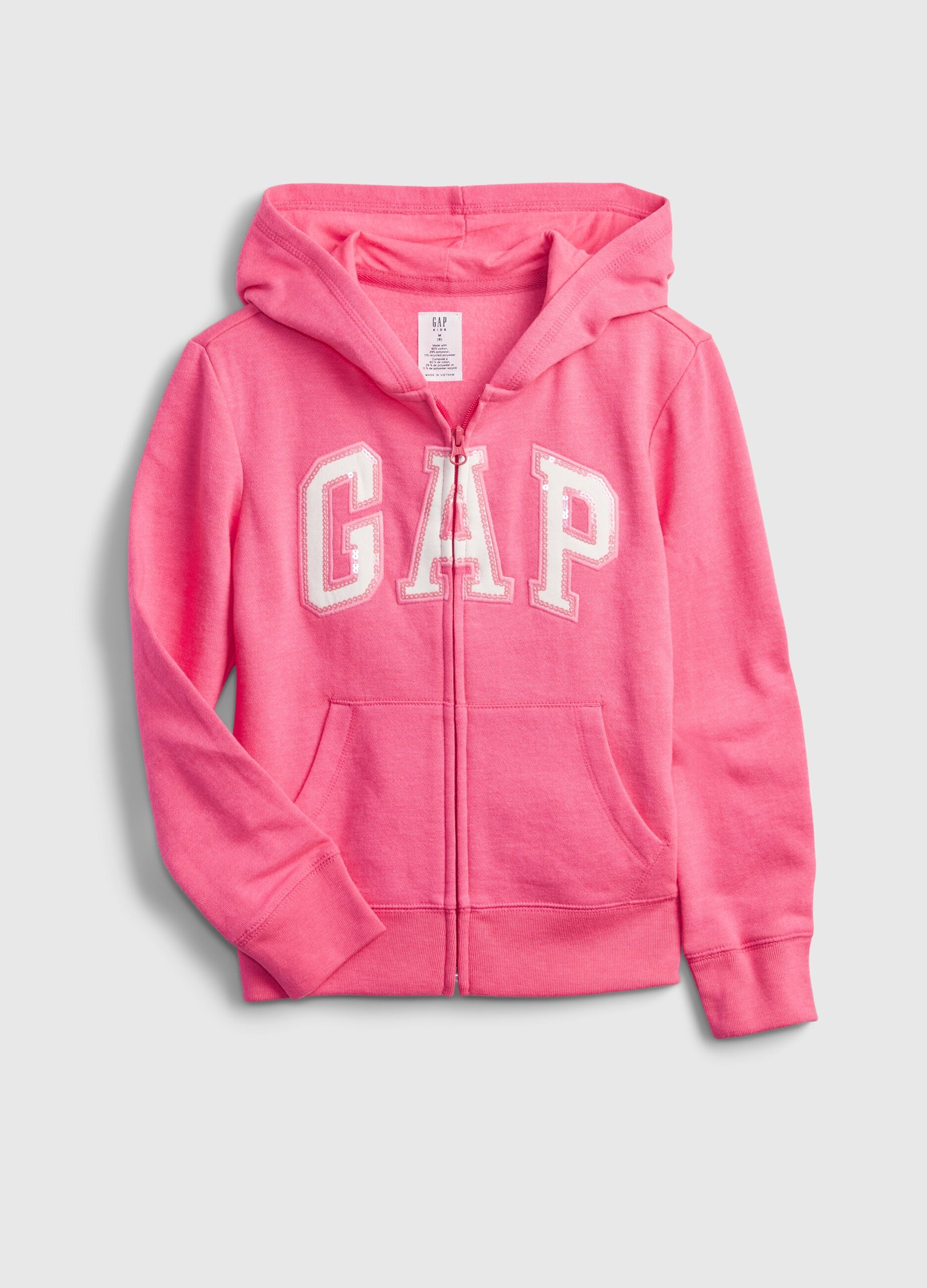 Full-zip plush hoodie with logo patch