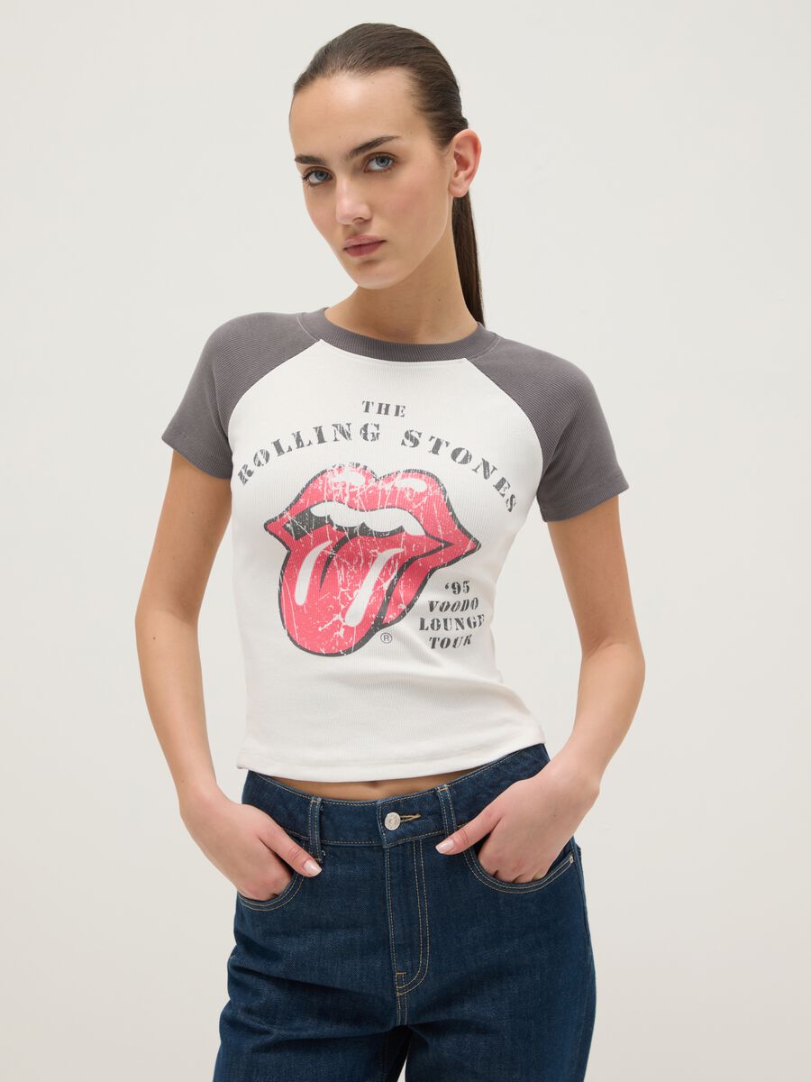 Multicolour pure cotton regular fit T-shirt with Rolling Stones print_0