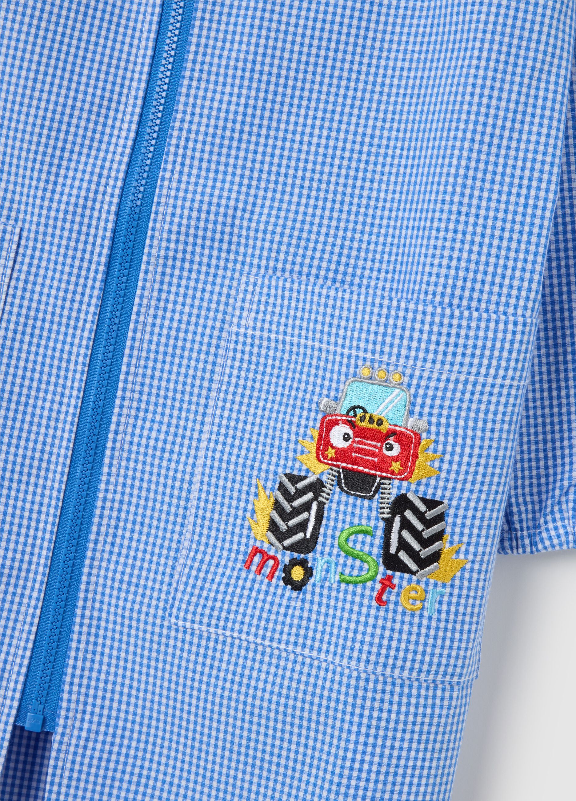 Children's multicolour cotton blend school apron with embroidery
