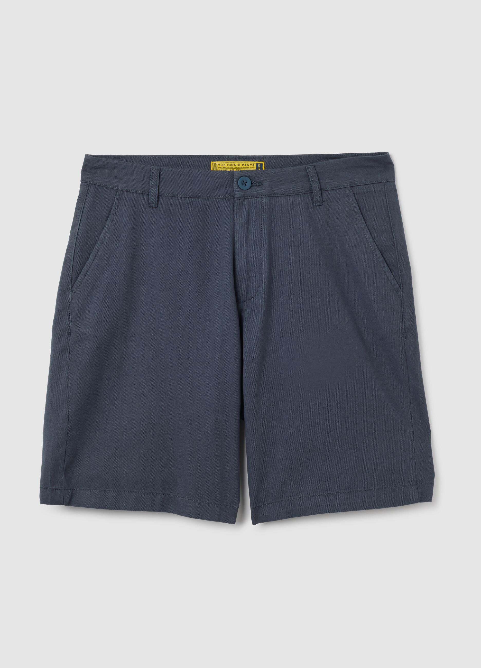 Shorts da uomo in puro cotone blu regular fit