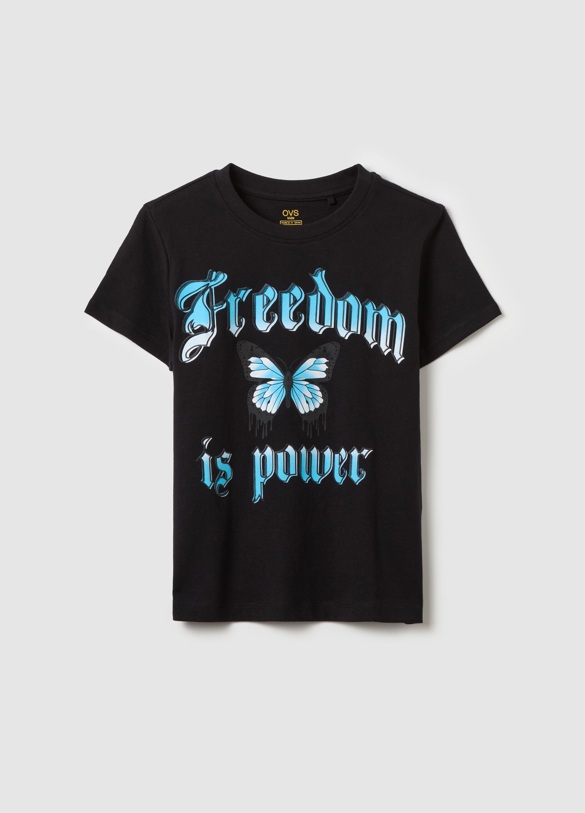 Cotton T-shirt with "Freedom is Power" print