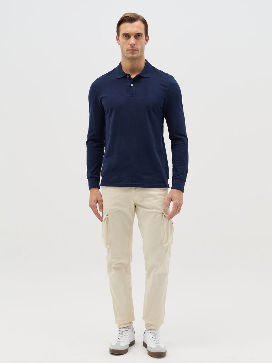 Stretch cotton cargo trousers_0