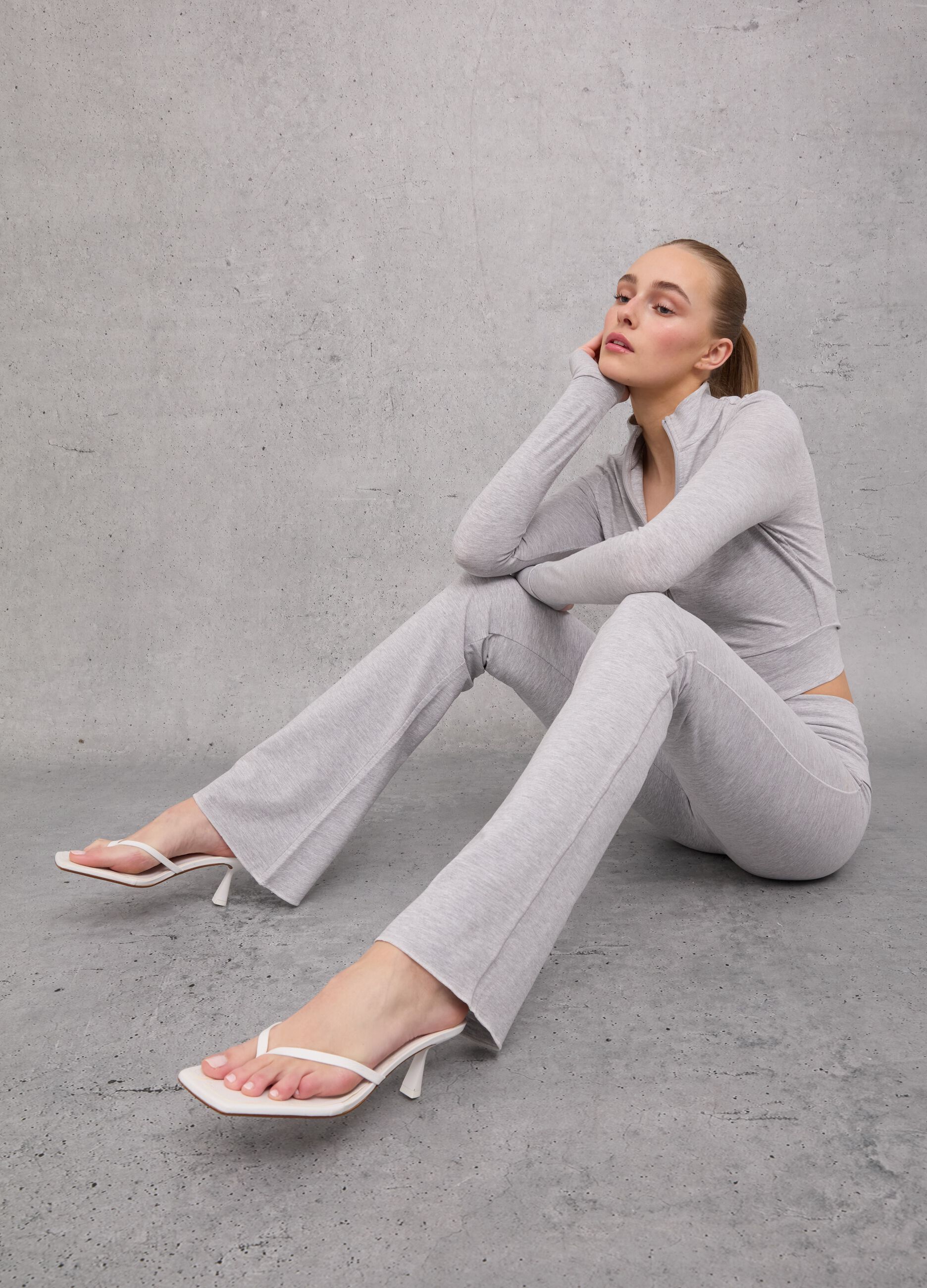 Jersey Yoga Pants Grey Mélange
