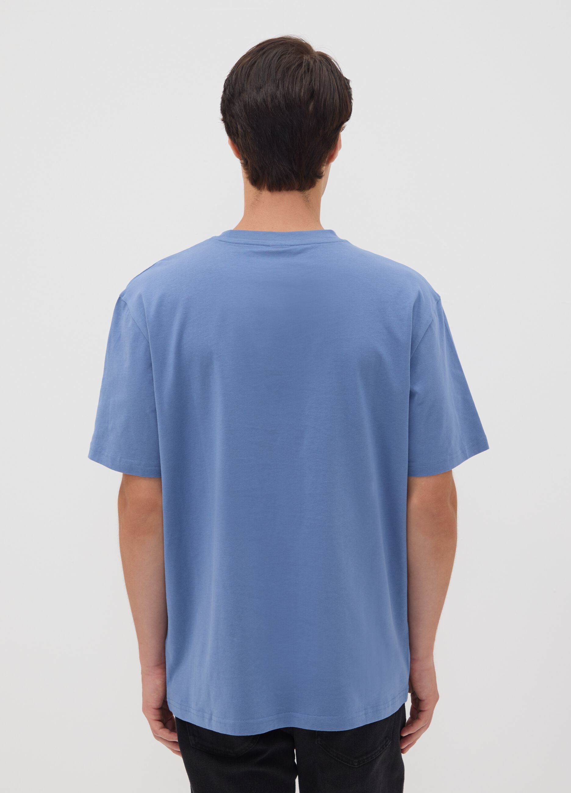 Blue pure cotton Peanuts print T-shirt, relaxed fit
