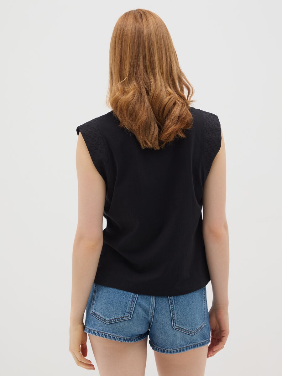 Women's black pure cotton sleeveless top - regular fit_2