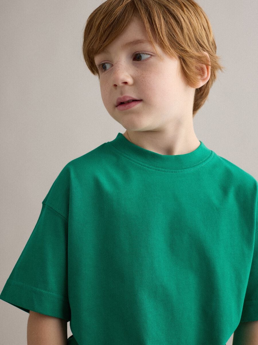 Kid's green pure cotton oversized fit t-shirt_0