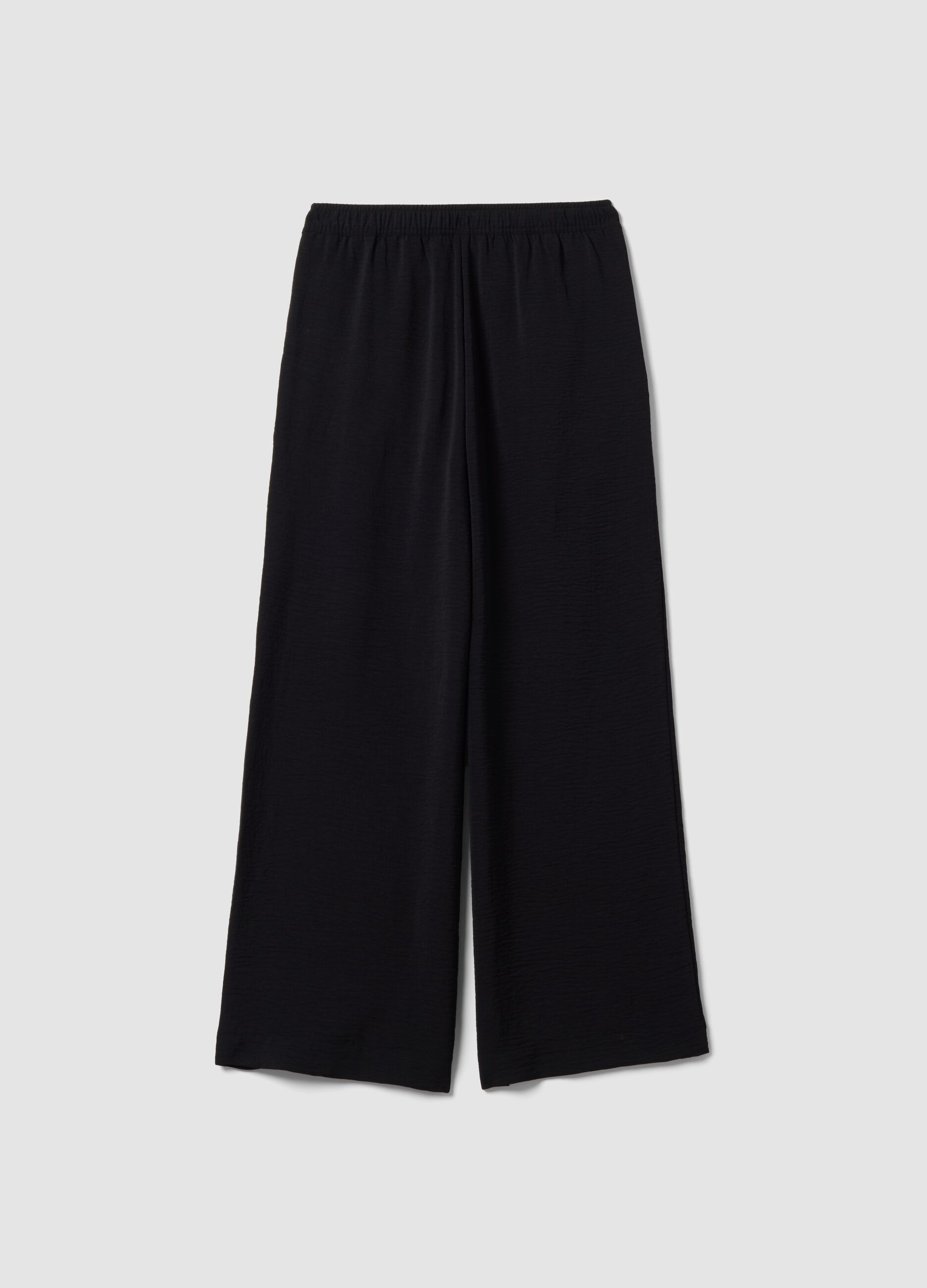 Black wide-leg trousers with elasticated waist