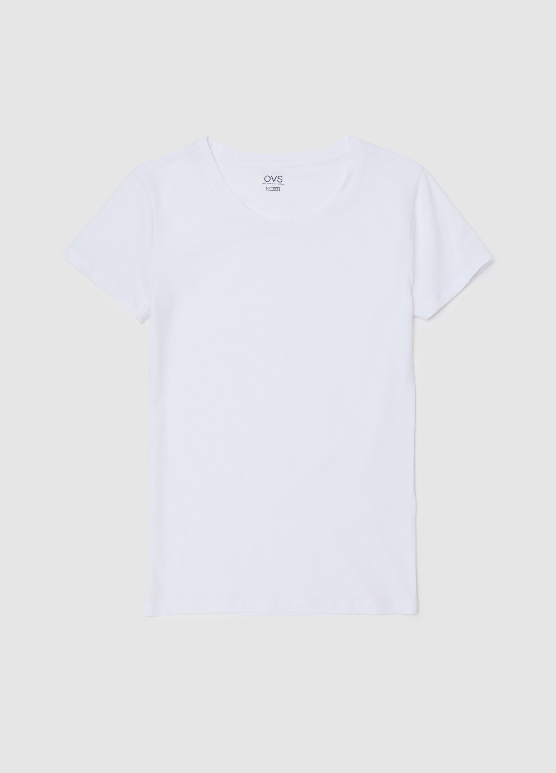 White cotton stretch T-shirt regular fit