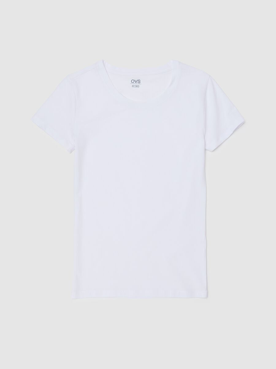 White cotton stretch T-shirt regular fit_0