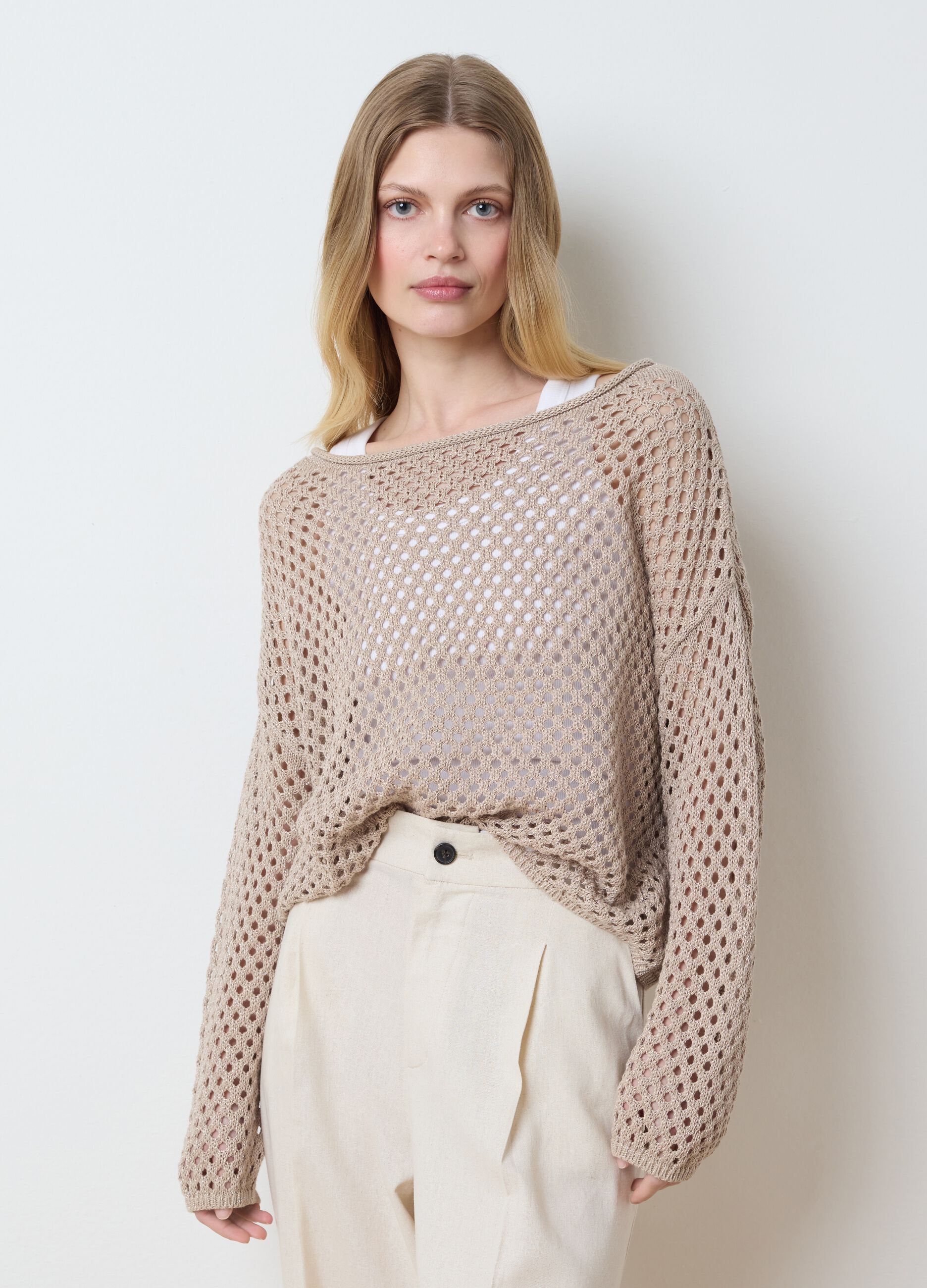 Maglia open stitch in lurex