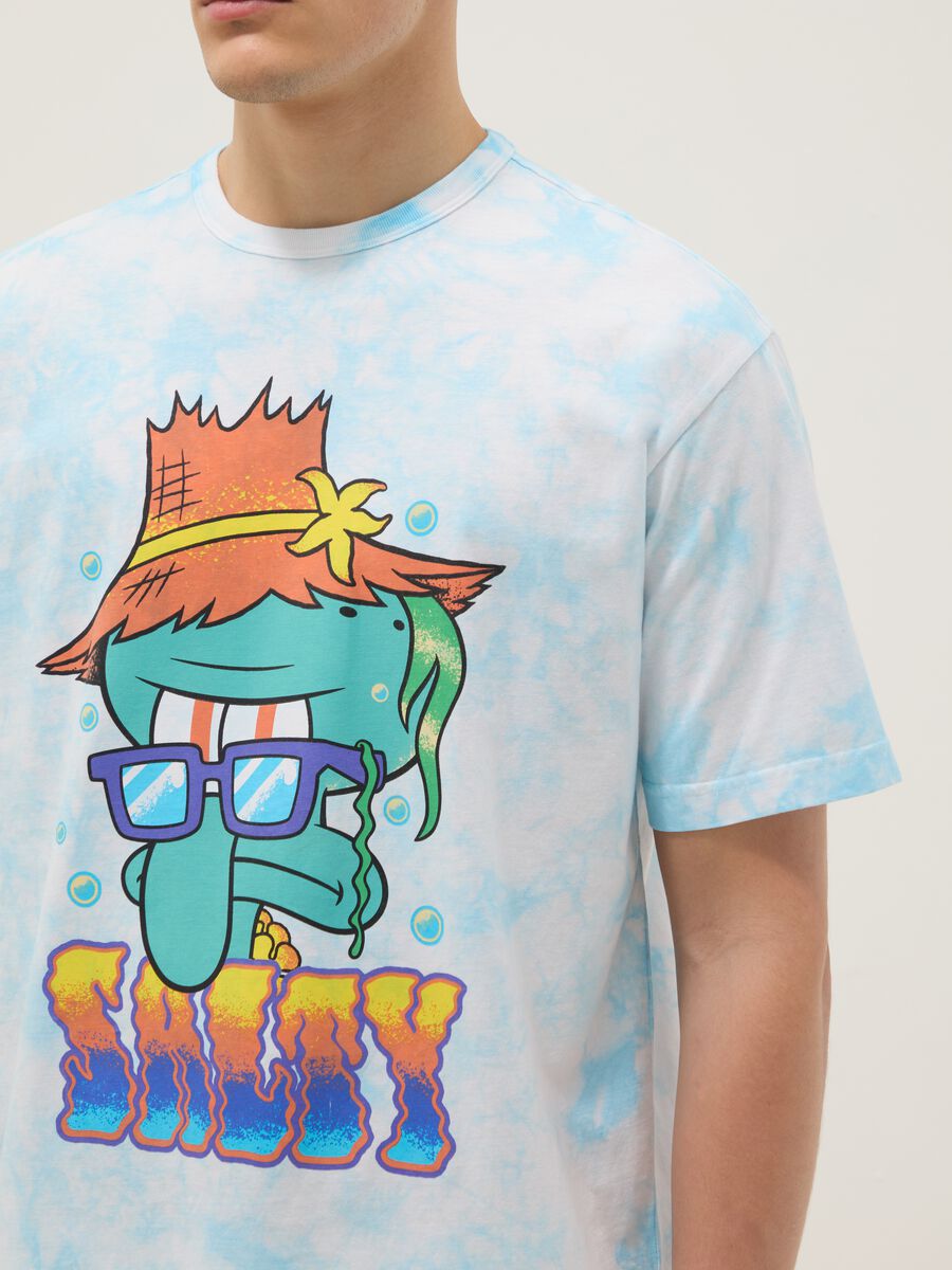 Regular fit sky blue pure cotton T-shirt with Squidward print_3