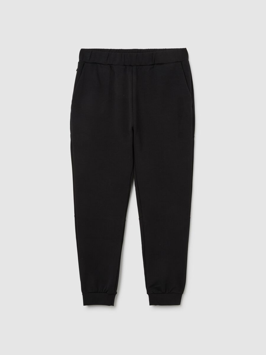 Pantaloni sportivi neri in cotone elasticizzato _4