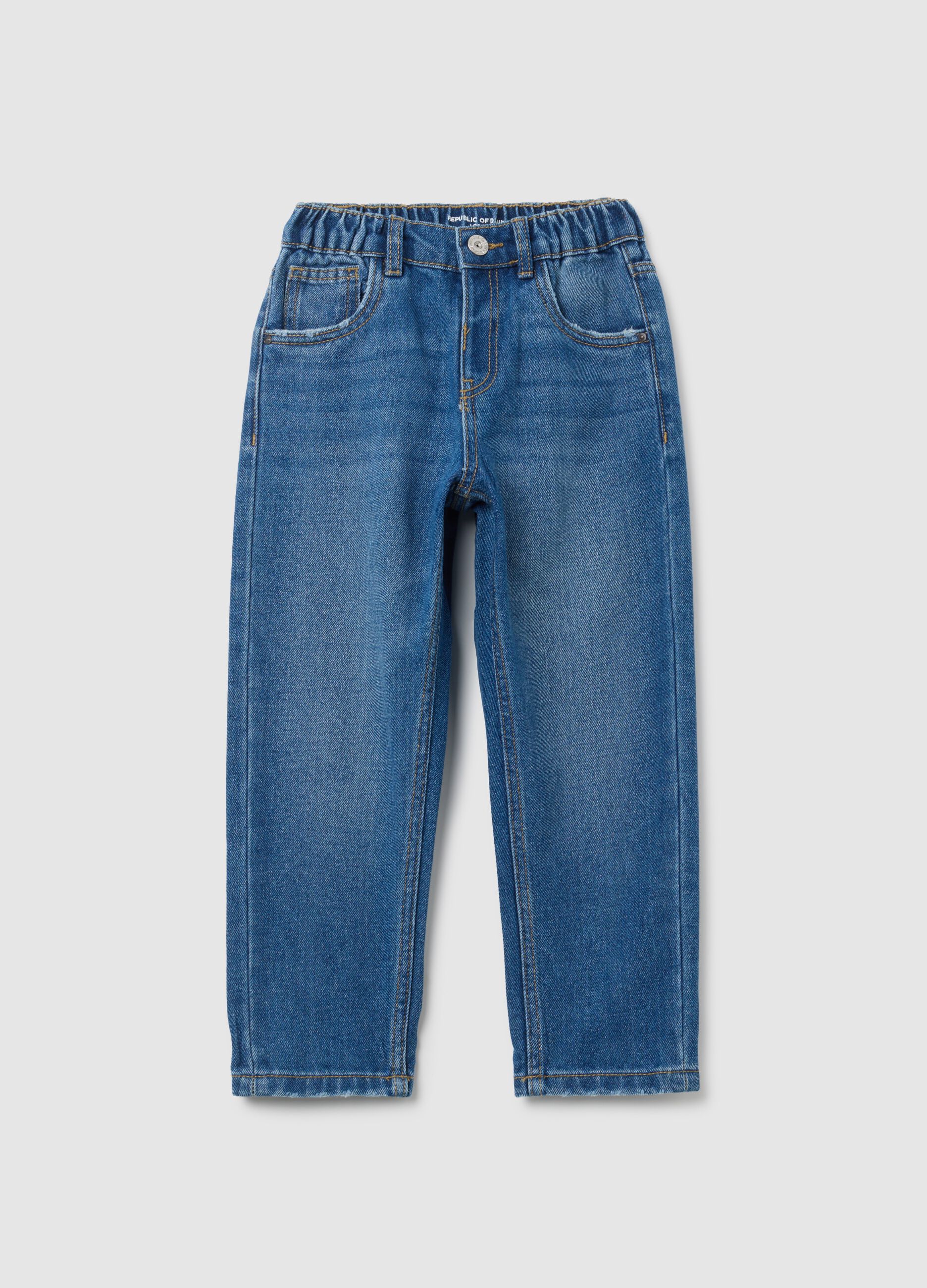 Jeans da bambino in misto cotone denim loose fit