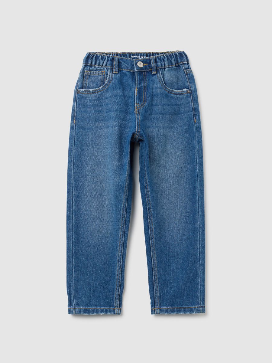 Jeans da bambino in misto cotone denim loose fit_0
