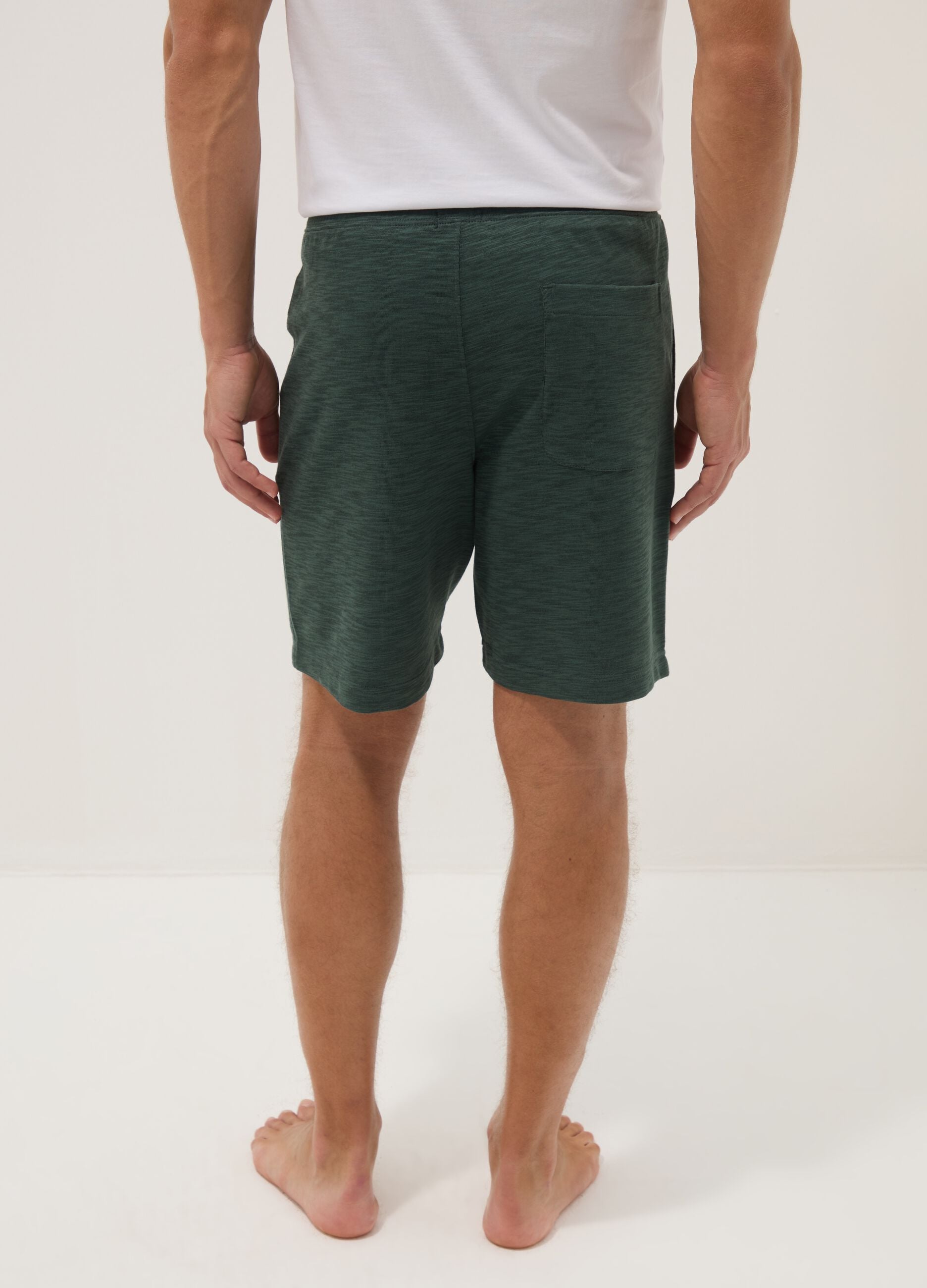 Green cotton-blend regular-fit pyjama shorts