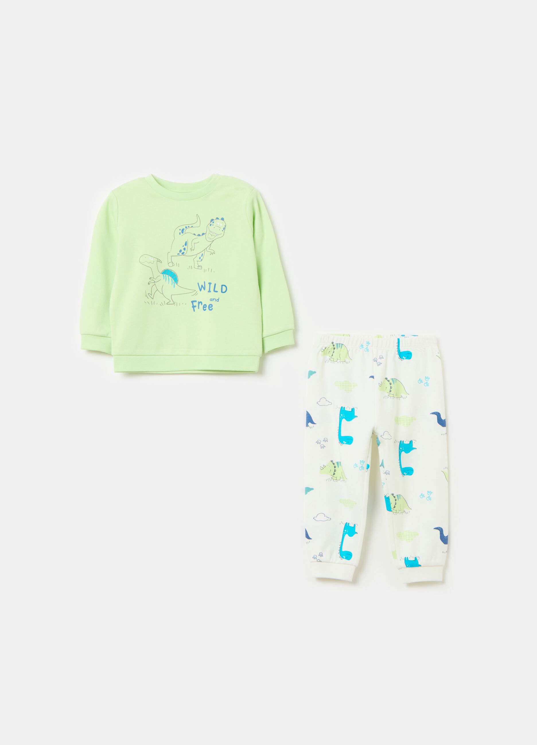 Organic cotton pyjamas with dinosaurs print