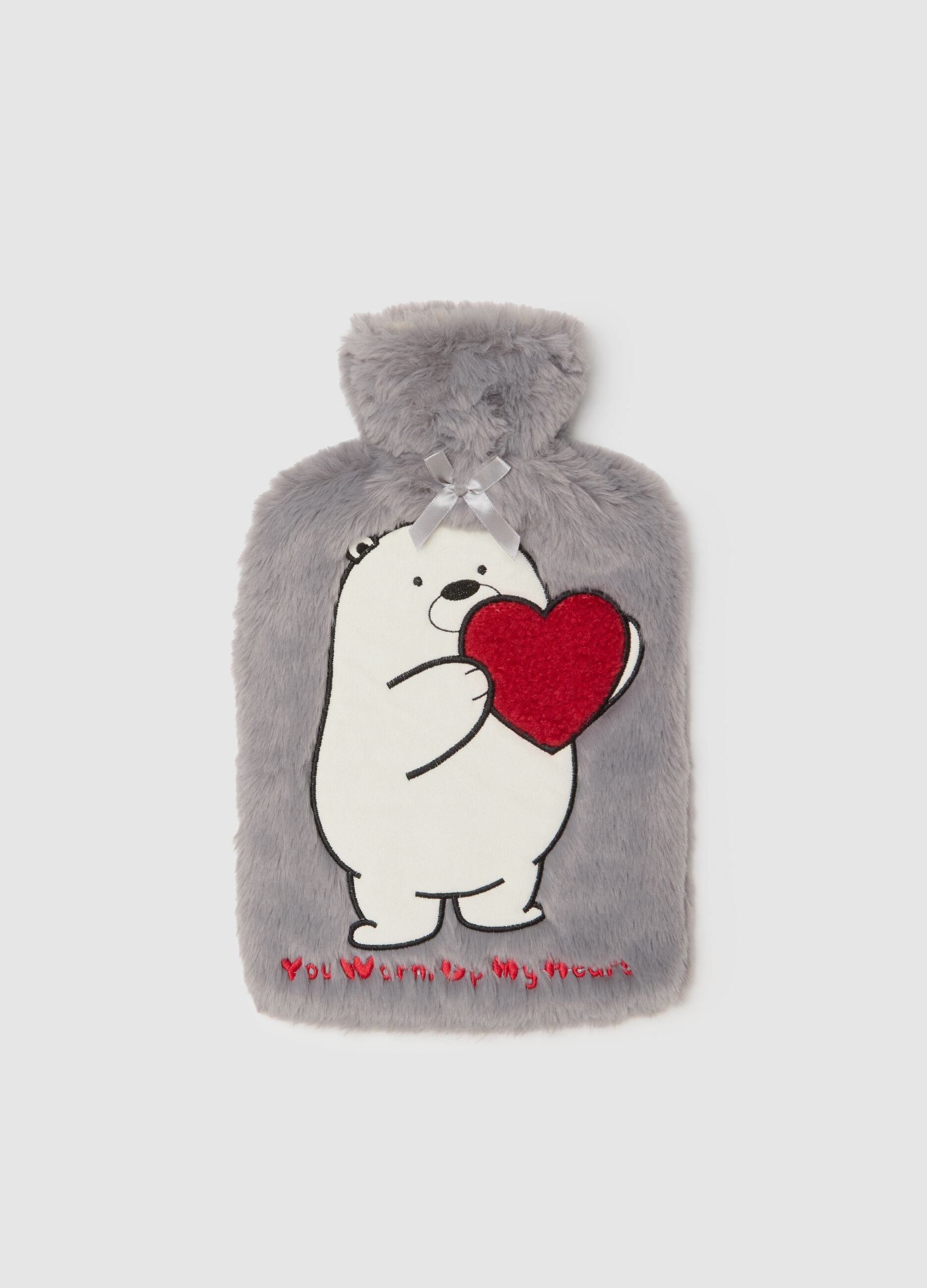 Grey Hot Water Bottle with Cover