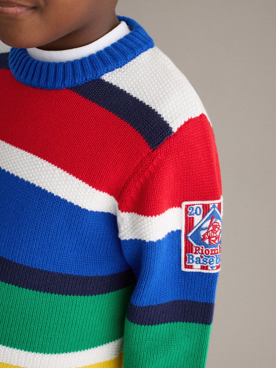Multicolour striped pure cotton sweater for children regular fit_2