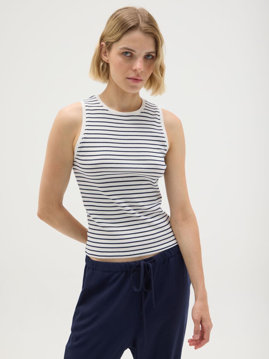 Women's sleeveless multicolour pure cotton top_0