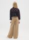 Girls' beige wide leg pure cotton trousers_1