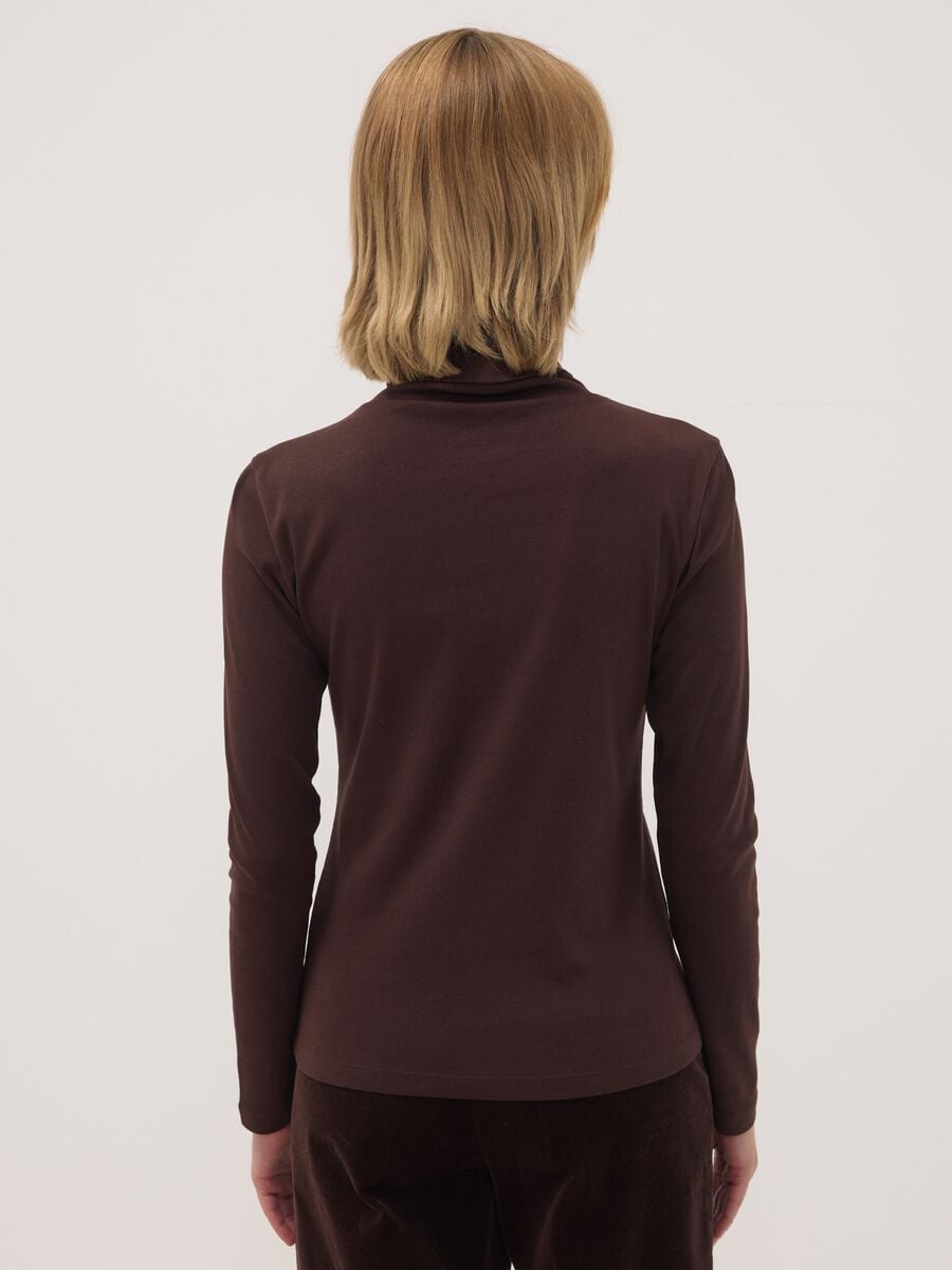 Brown pure cotton crew-neck T-shirt_3