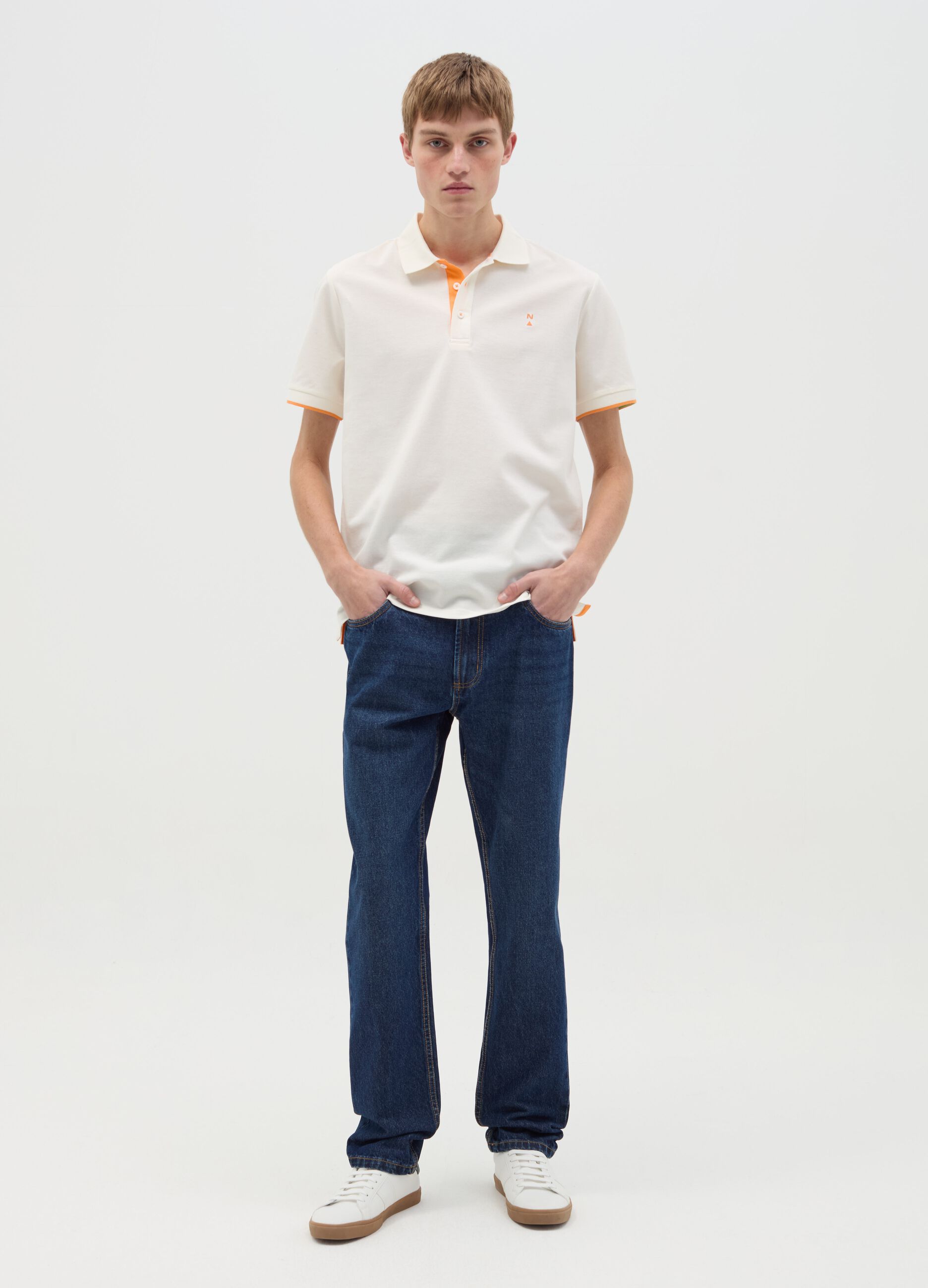 Pique polo shirt with logo print