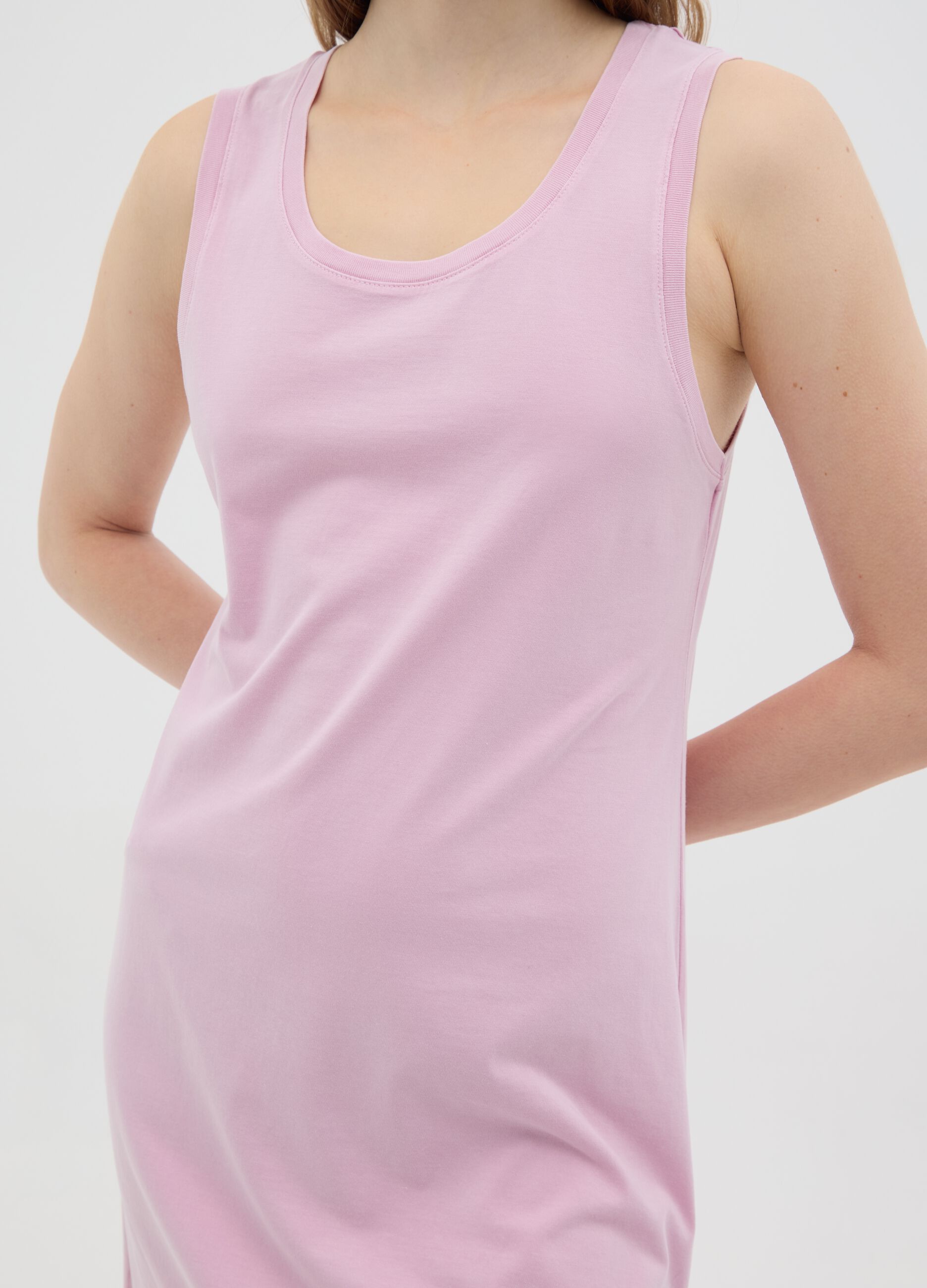 Women’s long pink dress in 100% cotton