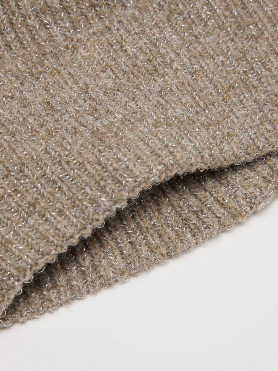 Beige wool blend knitted hat_1