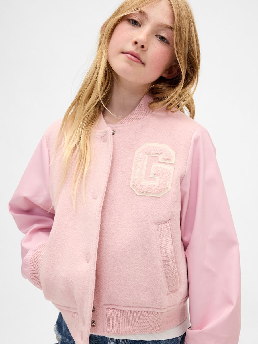 Bomber rosa in misto lana e fibre sintetiche_0