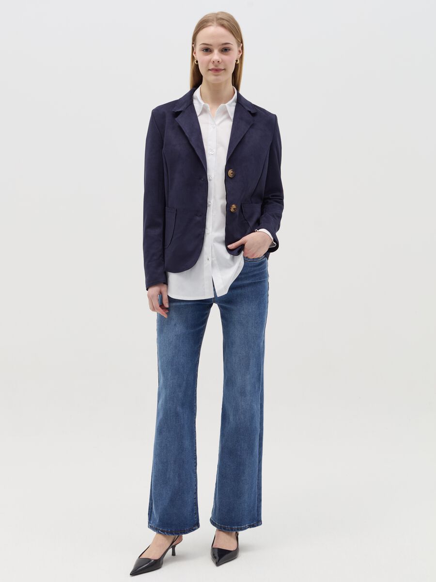Single-breasted suede blazer_1