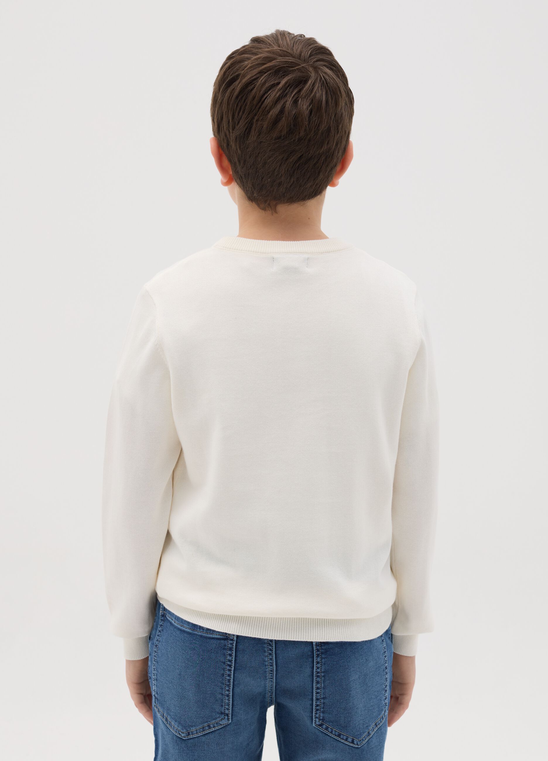 Solid colour cotton pullover