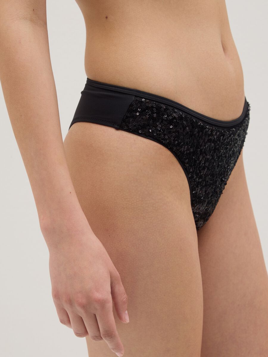 Women's briefs in black stretch fabric with sequins_3